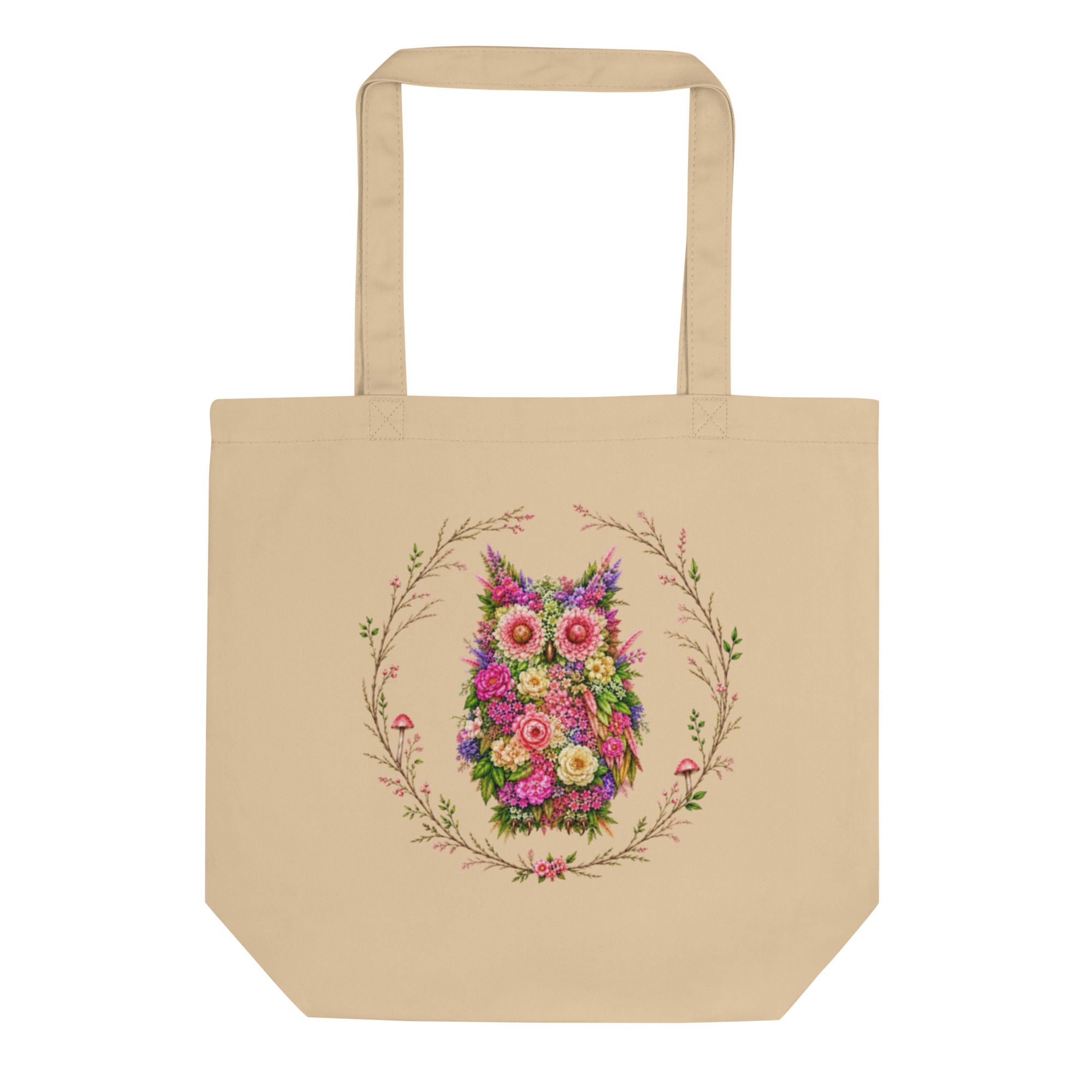 Garden Floral Owl Wreath Eco Tote Bag