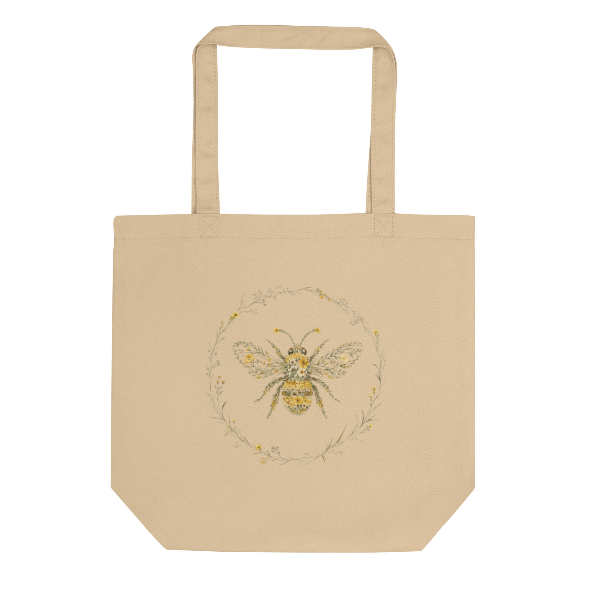 Bee in Bloom Floral Wreath Eco Tote Bag
