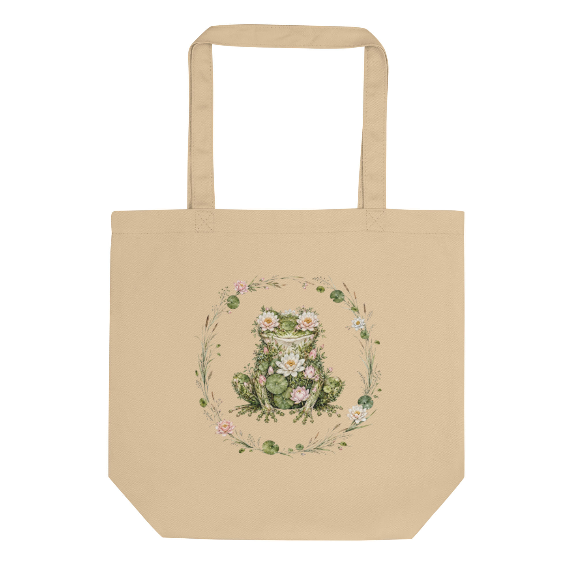 Lily-Hop Floral Frog Wreath Eco Tote Bag