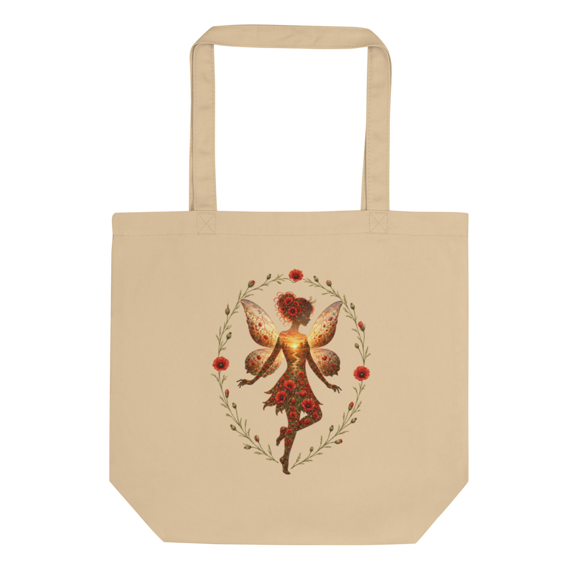 Red Poppy Fairy Wreath Eco Tote Bag