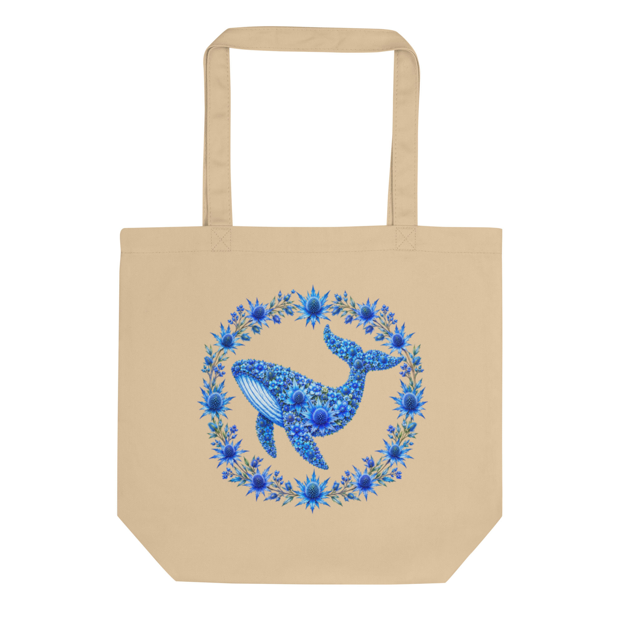 Blue Sea Holly Beach Whale Wreath Eco Tote Bag