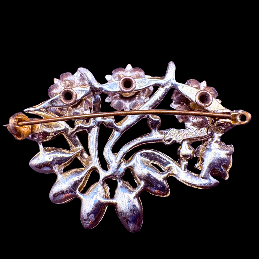 Thumbnail: MIDCENTURY - Large Signed Vintage Blue AURORA BOREALIS Austrian Crystal BROOCH