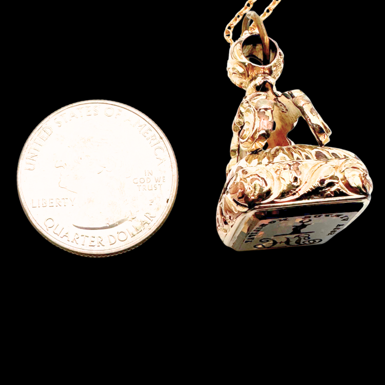 Thumbnail: GEORGIAN – Antique INTAGLIO CITRINE  Engraved Motto "Only Virtue Ennobles” FOB