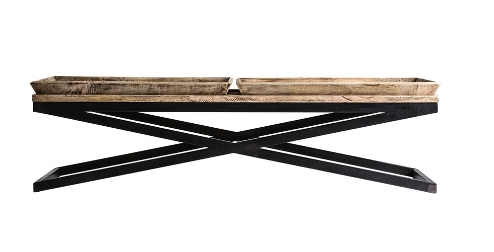 Miniature : TABLE BASSE NEWAK MANGUIER MASSIF PIEDS NOIRS