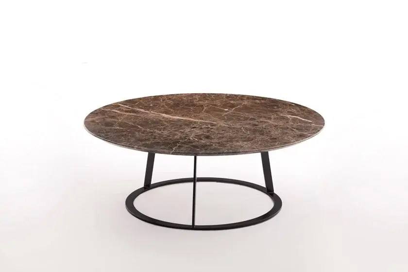 Miniature : TABLE BASSE ALBINO MARMO, PLATEAU MARBRE EMPERADOR DIAMÈTRE 90 CM
