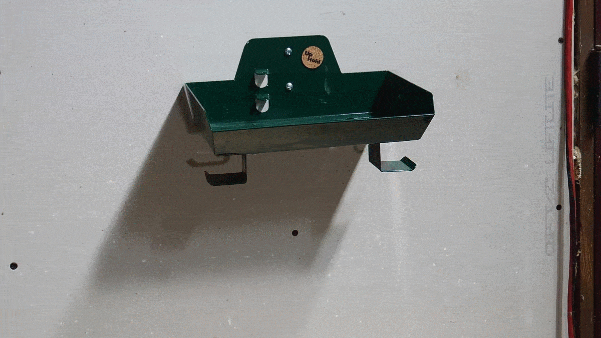 a gif of tools, supplies, and accessories for string trimming all nearly organized by storage in UpHold caddy