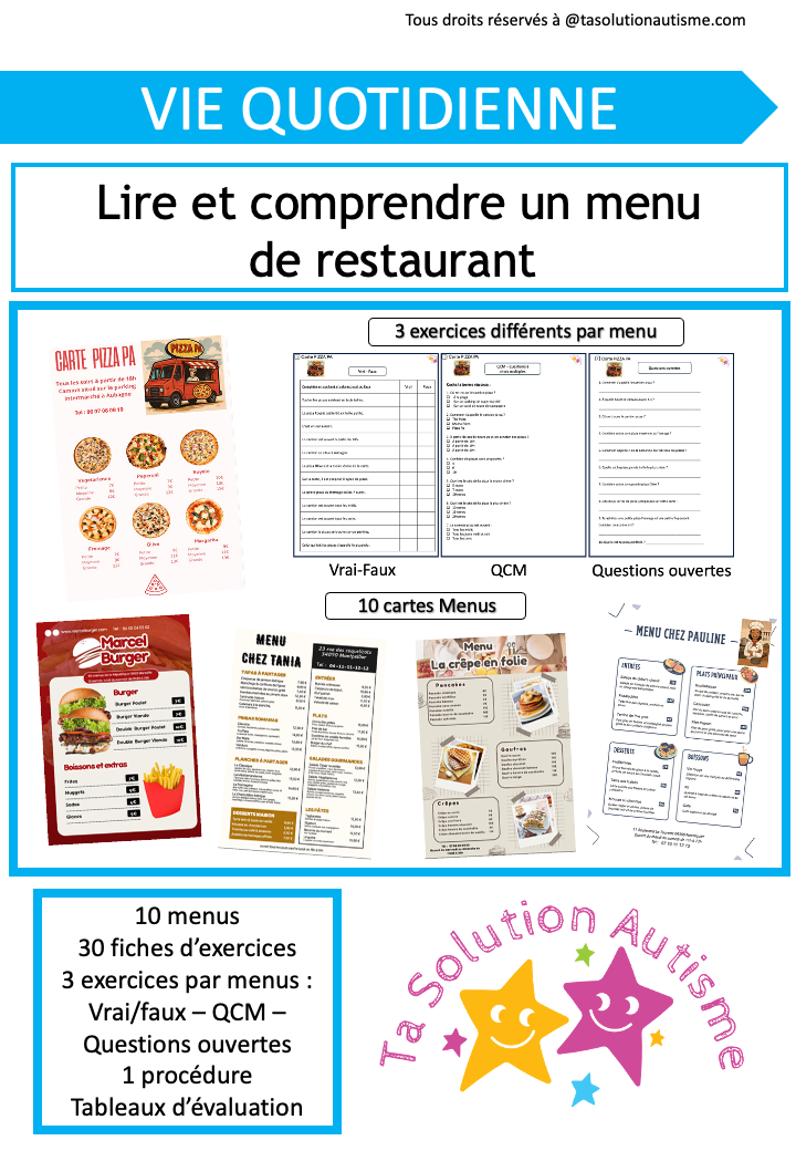 Lire et comprendre un menu de restaurant