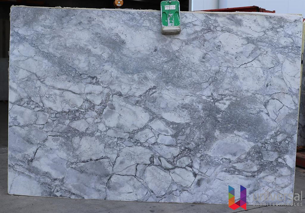 Super White Platinum pale white and silver-grey marble dolomite slab with delicate clouded veining.
