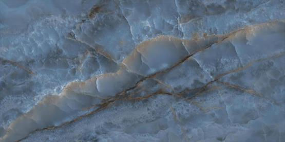 Ascale Onice Blue porcelain stone surface with a rich blue onyx-inspired surface with layered tonal depth and delicate mineral veining
