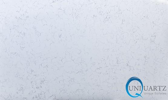 UniQuartz Marmo White engineered stone surface with a soft white base with delicate pale-grey linear veining
