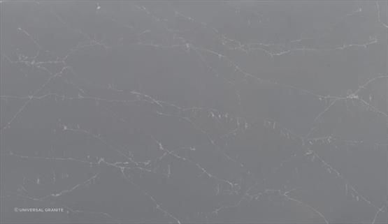 COMPAC Unique Argento engineered stone surface with a mid-silver-grey ground traced with fine, subtle white veining