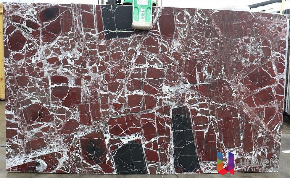 Rosso Levanto Elite deep burgundy marble slab with crisp white and pale grey mineral veining.