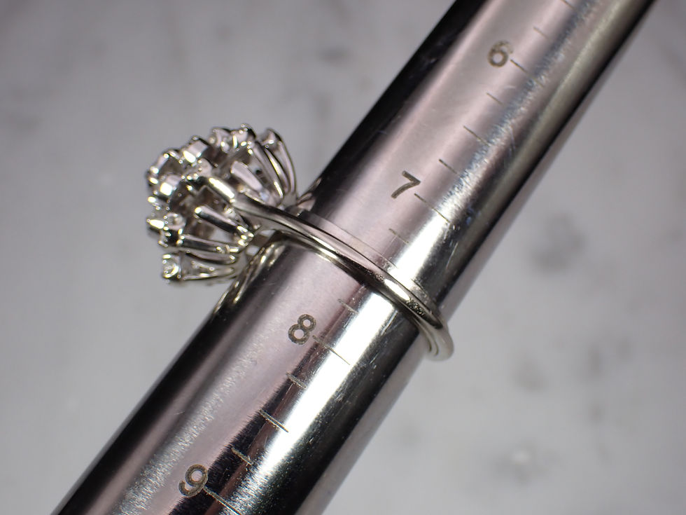 Thumbnail: 14K White Gold Vintage Diamond Dome Shaped Cluster Statement Ring