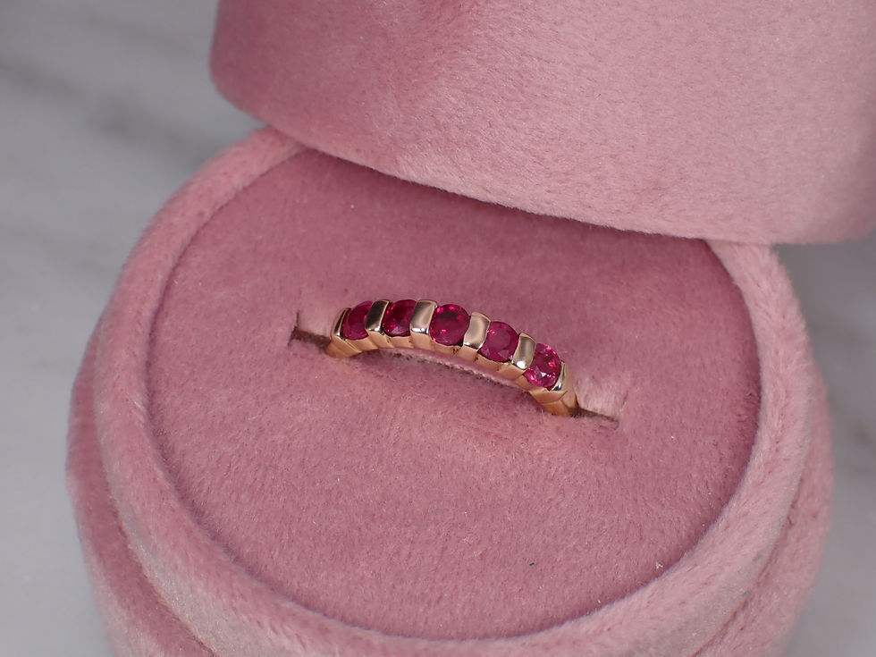 Thumbnail: Vintage 14K Yellow Gold Natural Ruby Minimalist Stacker Ring