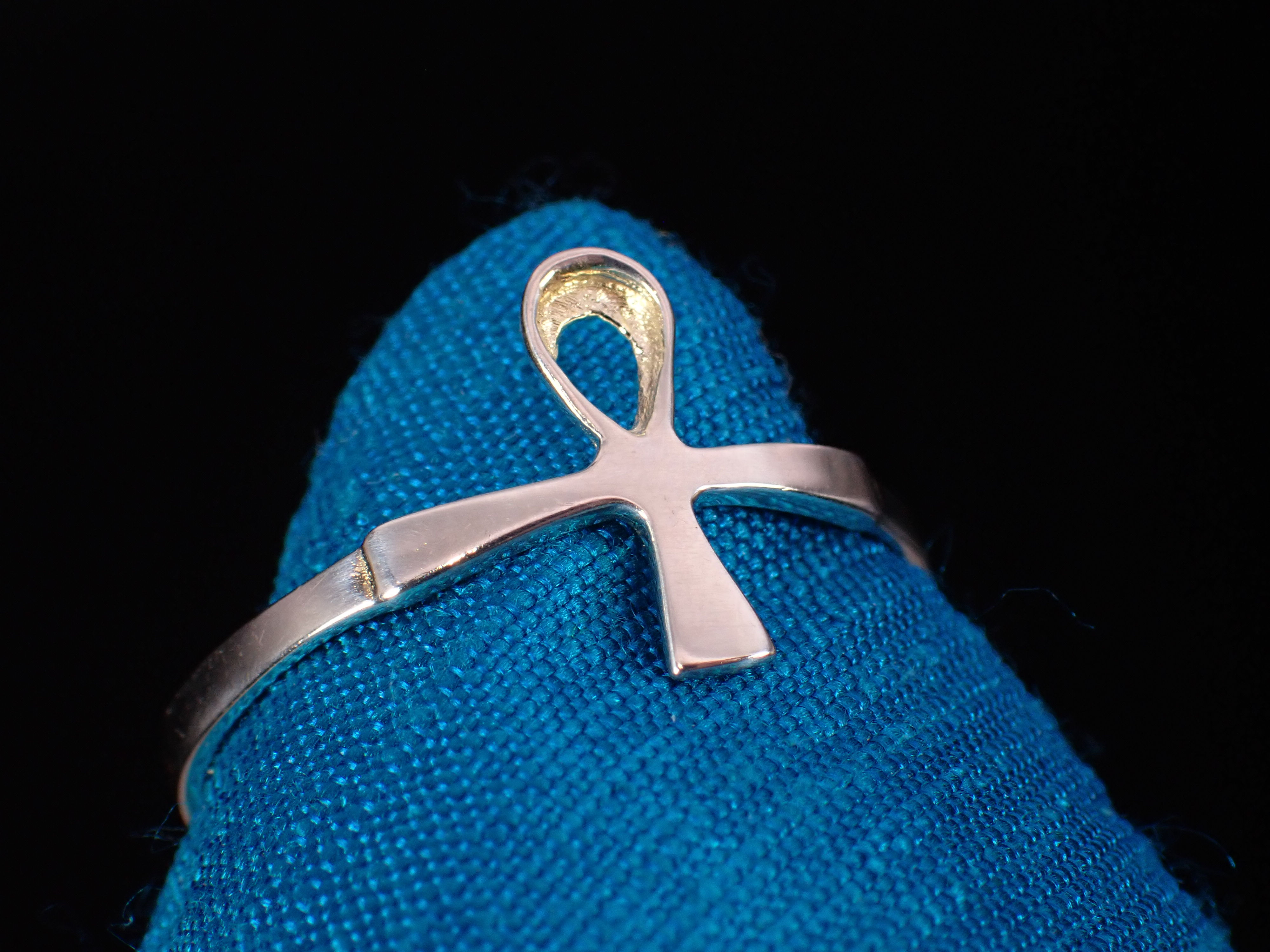 Vintage Sterling Silver Low Profile Egyptian Ankh Cross Ring