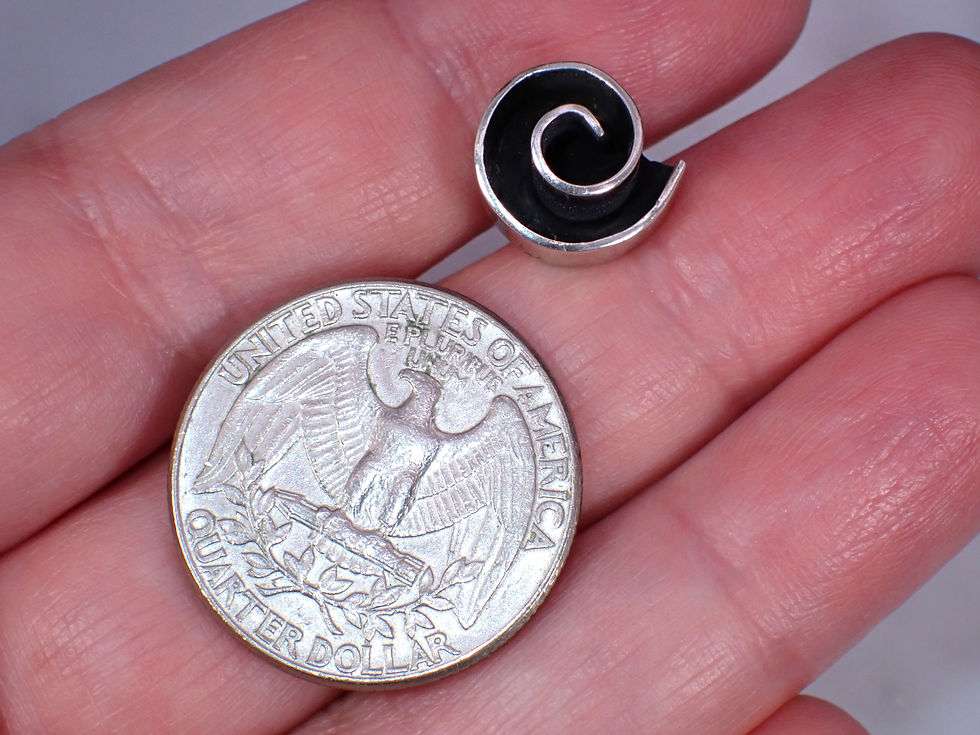 Thumbnail: Spiral Modernist Vintage Sterling Silver Button Stud Earrings Swirl