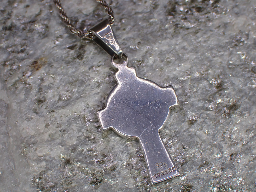 Thumbnail: Gorgeous Vintage Sterling Silver Celtic Cross Pendant Necklace