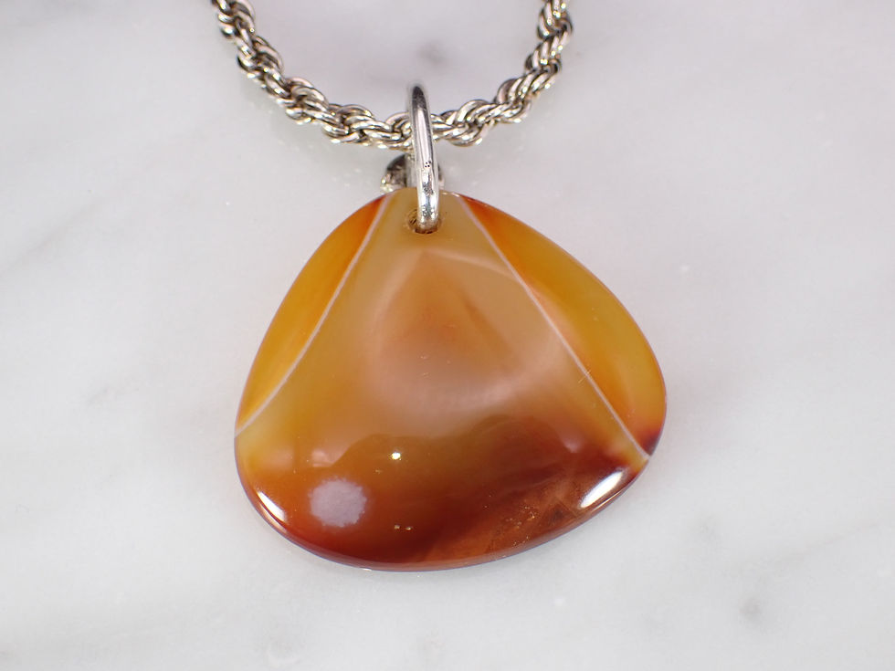 Thumbnail: Vintage Sterling Silver 3mm Rope Chain Polished Red Banded Agate Necklace