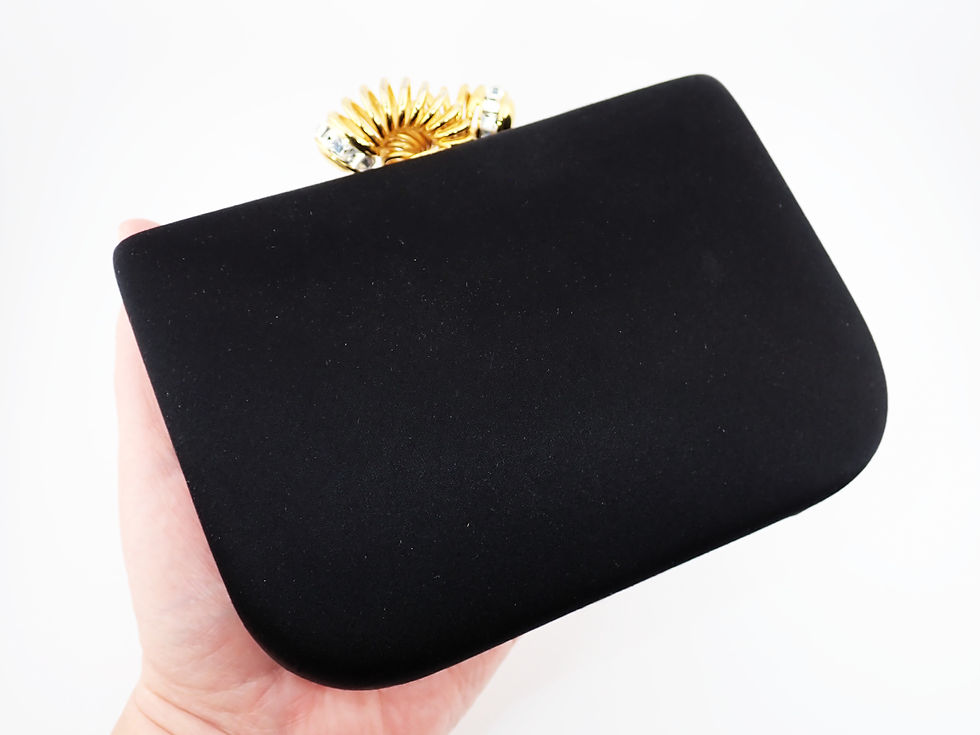 Thumbnail: RODO Italy Small Black & Gold Hard Shell Crystal Vintage Clutch Purse