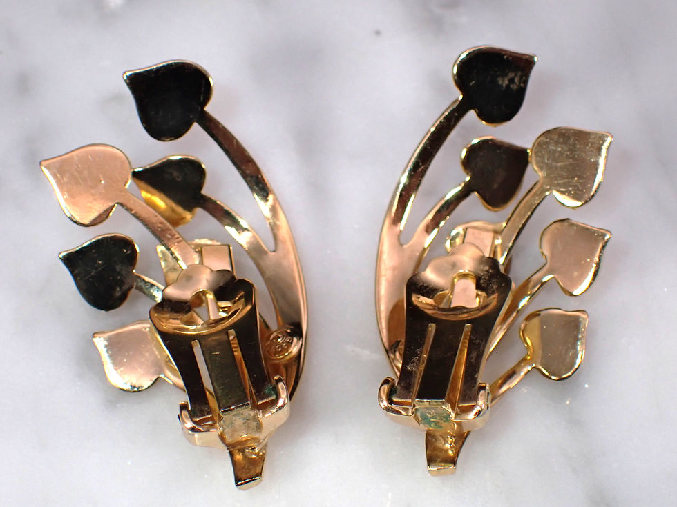 Thumbnail: Henkel & Grosse for DIOR Vintage Gold Tone Necklace Earrings Demi-Parure Hearts
