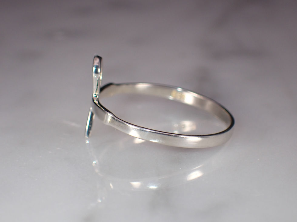 Thumbnail: Vintage Sterling Silver Low Profile Egyptian Ankh Cross Ring