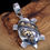 Thumbnail: Navajo Designer Tommy Singer Vintage Sterling & Gold Kokopelli Turtle Pendant