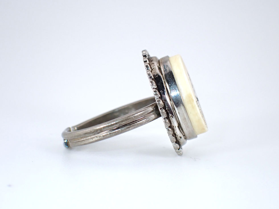 Thumbnail: Vintage Demi-Parure Silver Tone Moby Dick Scrimshaw Link Bracelet & Ring
