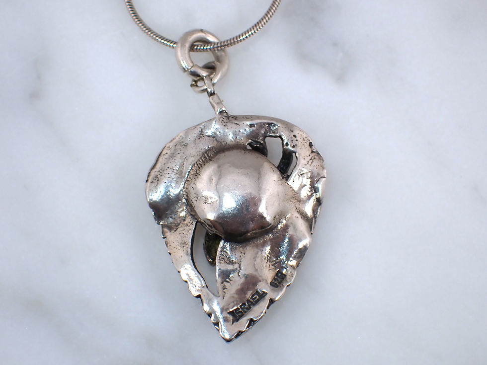 Thumbnail: Vintage Artisan Sterling Silver Leaf with Pearl Necklace & Earrings Set