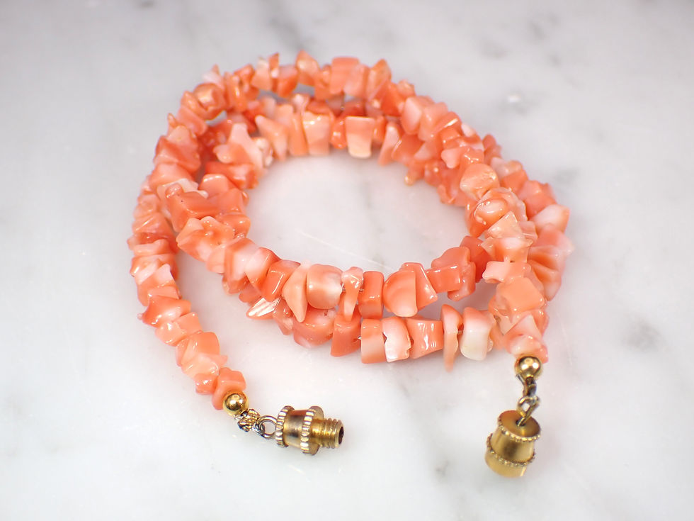 Thumbnail: Set of Vintage Beach Theme Shell Coral Wood Heishi Style Necklaces