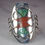 Thumbnail: William Singer Vintage Sterling Silver Navajo Turquoise Coral Inlay Ring