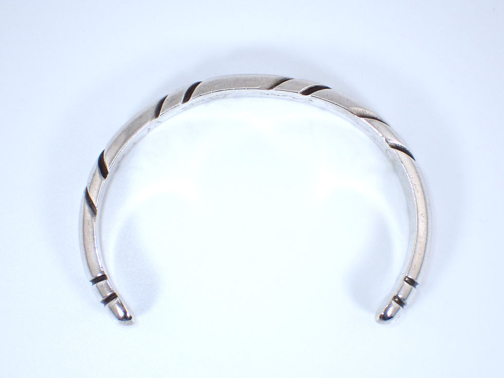 Thumbnail: 1940's Vintage Solid 950 Silver Simple Linear Design Unisex Cuff Bracelet