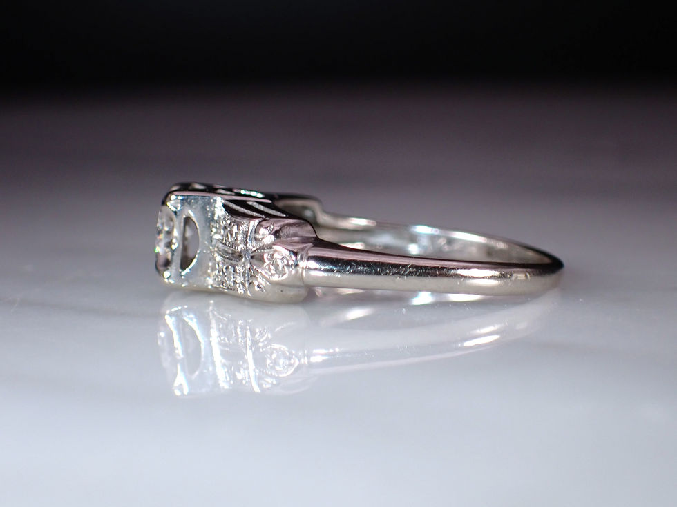 Thumbnail: 14K White Gold Diamond Antique Art Deco Engagement Ring