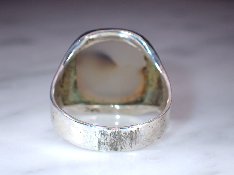 Thumbnail: Vintage Sterling Silver Signet Style Landscape Agate Statement Ring