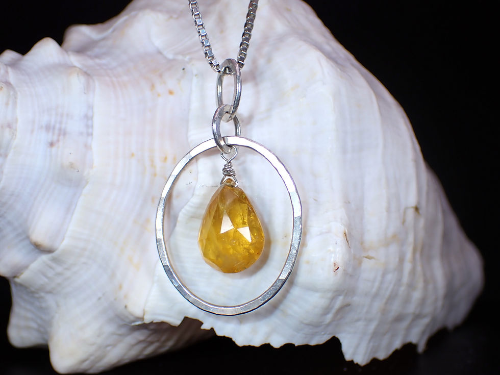 Thumbnail: Vintage Sterling Silver Faceted Checkerboard Citrine Teardrop Pendant Necklace