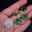 Thumbnail: Vintage AVON Green Enamel Crystal Leprechaun Clover Pin & Earrings Set