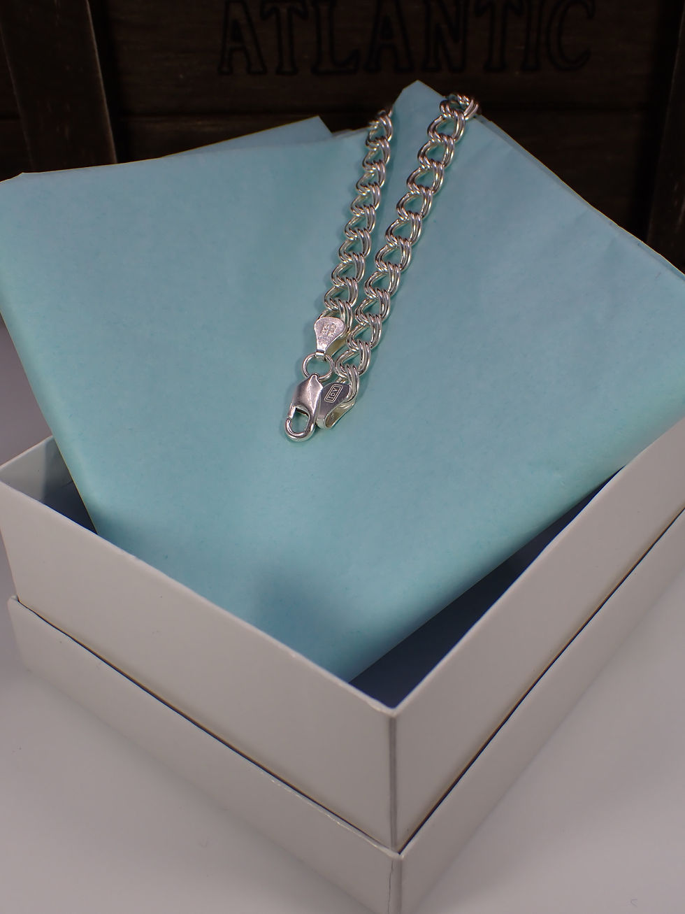 Thumbnail: Lovely Vintage Sterling Silver Double Link Charm Bracelet (without charms)