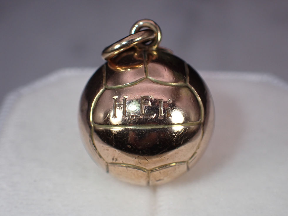 Thumbnail: 1940's Vintage 10K Rose Gold Enamel GGIA Trophy Sphere Pendant Charm