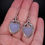 Thumbnail: Vintage Sterling Light Blue Trilliant Cabochon Chalcedony Drop Dangle Earrings