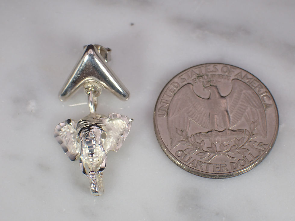 Thumbnail: Vintage Sterling Silver Elephant Head Drop Dangle Critter Earrings