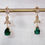 Thumbnail: Vintage 14K Yellow Gold Natural Emerald Teardrop & Diamond Drop Dangle Earrings