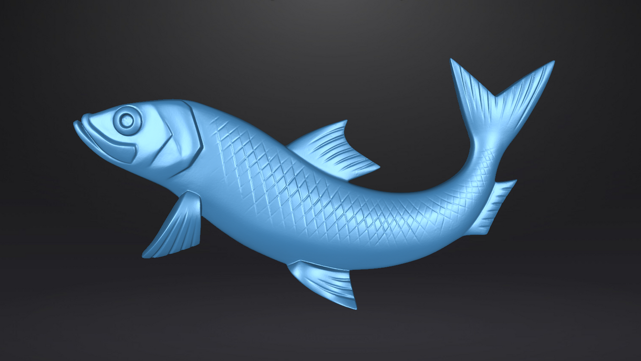 3d skenēta zivs figūra