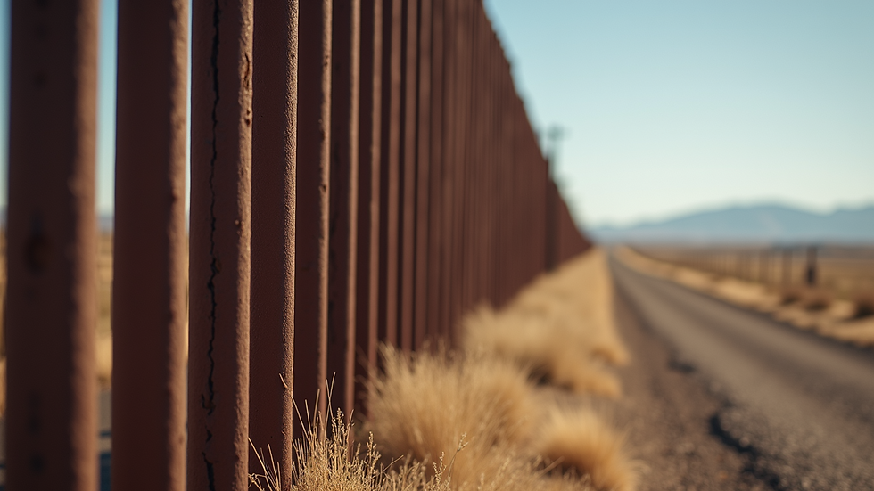 Close-up view of a border wall segment illustrating immigration policy