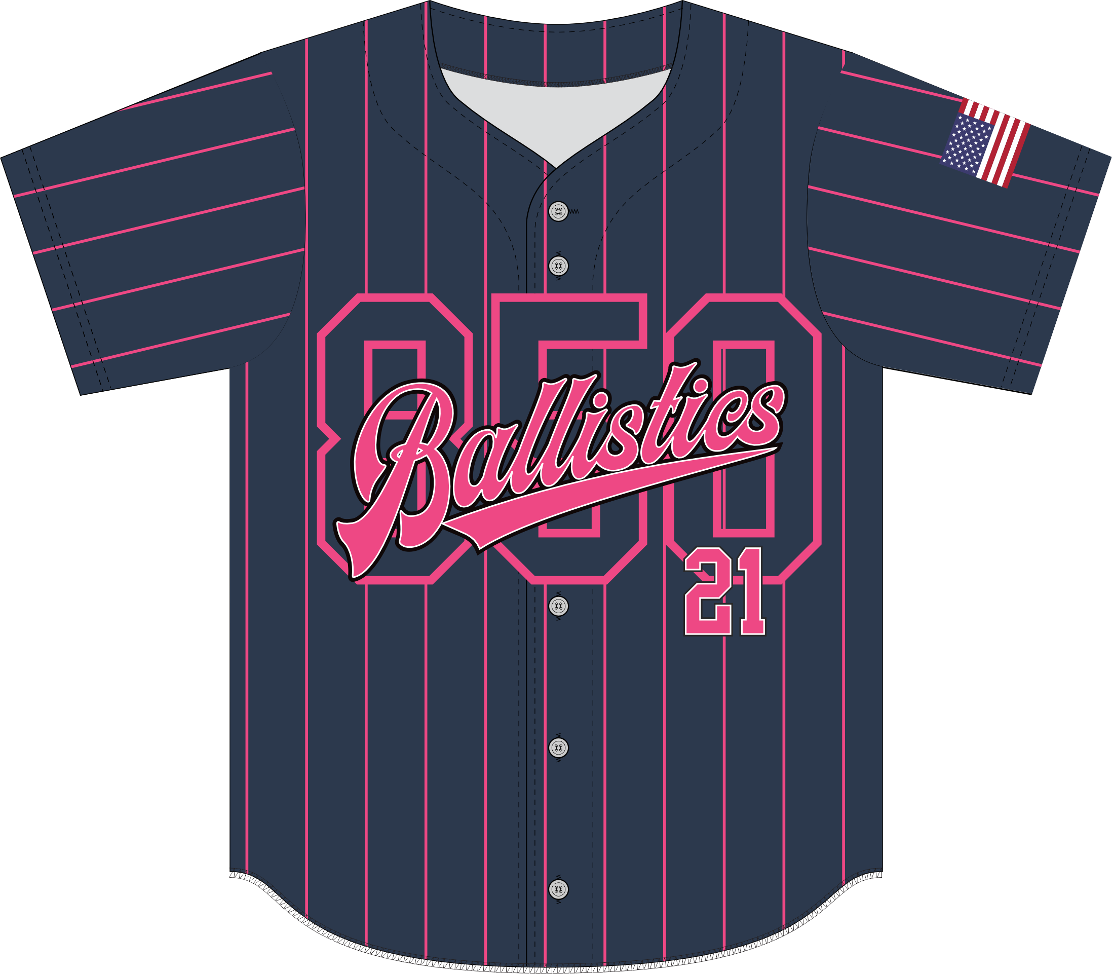 850 Ballistics Navy Full Button Jersey