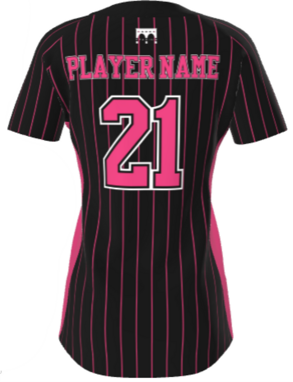 Thumbnail: Black with Pink Pinstripe 2 Button Jersey 11764