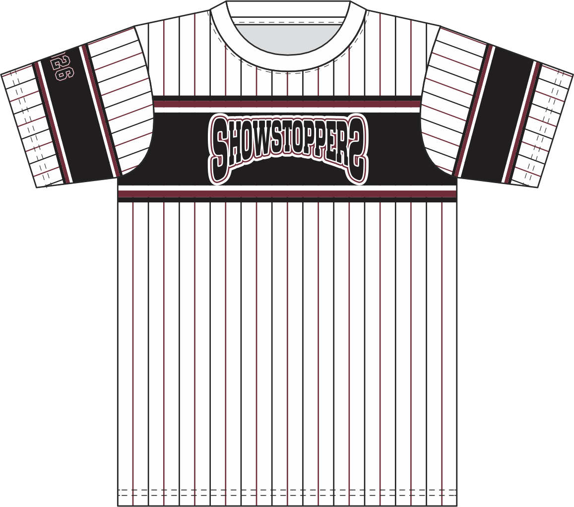 Cardinal and Black Pinstripe Jersey with Retro Chest Block