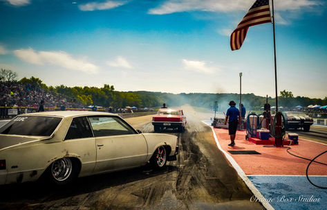 Cars line up to drag race at Byron Dragway in Byron, IL during the 2022 Drag Week by Hot Rod Magazine