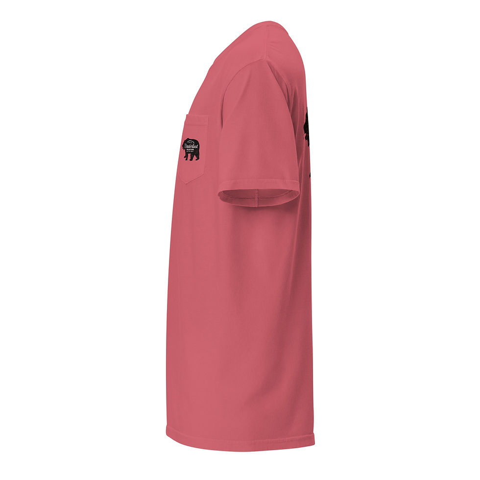 Thumbnail: Left side view of Bear Wander Pocket T-Shirt in watermelon