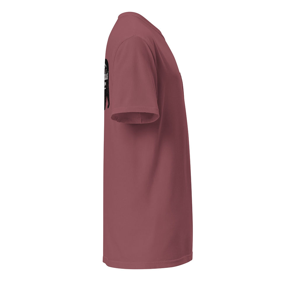 Thumbnail: right side of Bear Wander pocket t shirt in clay