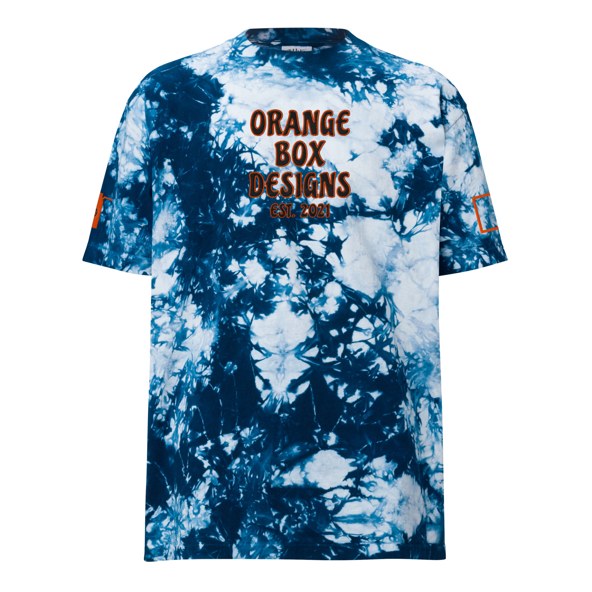 Psychedelic Orange Box tie dye t-shirt