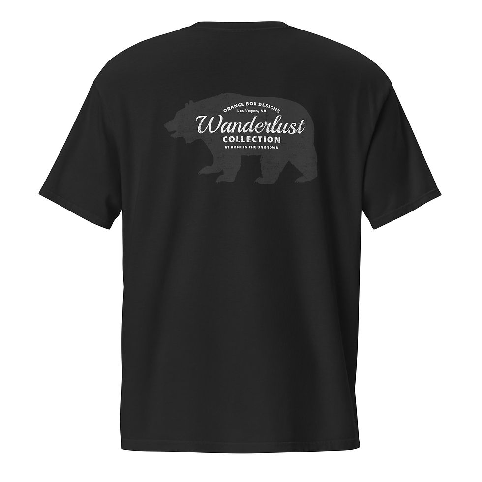 Thumbnail: back of black bear wander pocket t shirt